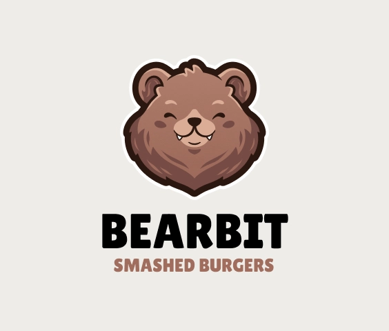 Schattig burgerrestaurantlogo met berenmascotte