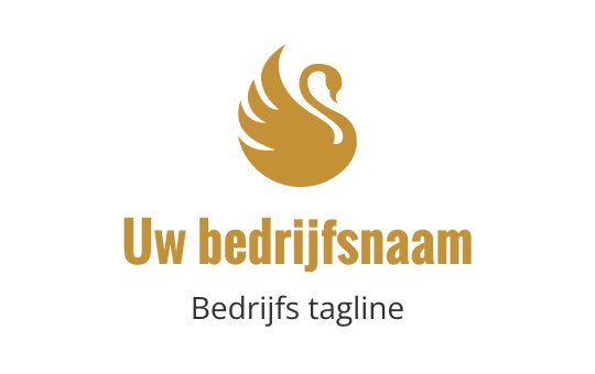 Elegante zwaan logo ontwerp in goud met vloeiende veren