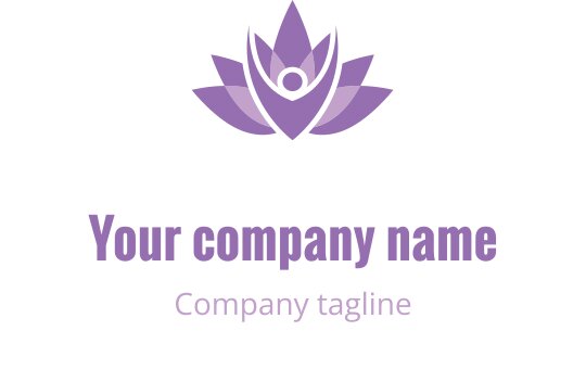 Elegant paarse lotus bloem logo ontwerp met een menselijke figuur in het midden