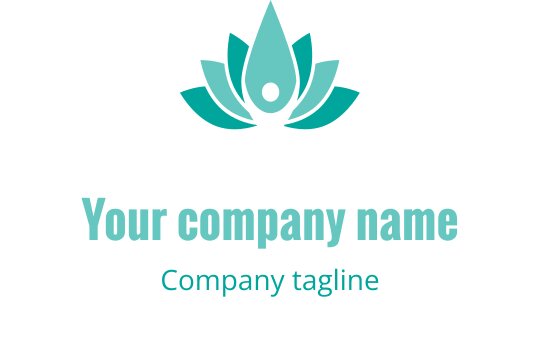 Elegant teal lotus bloem logo ontwerp met ronde bloemblaadjes