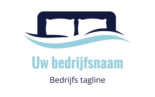 Modern logo ontwerp met een bedsilhouet en golvende lijnen