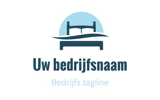 Modern logo ontwerp met een bed onder een blauwe koepelvorm