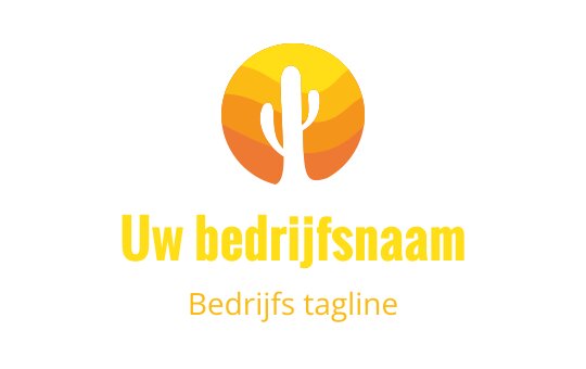 Modern logo ontwerp met een cactus silhouet tegen een zonsondergang gradient