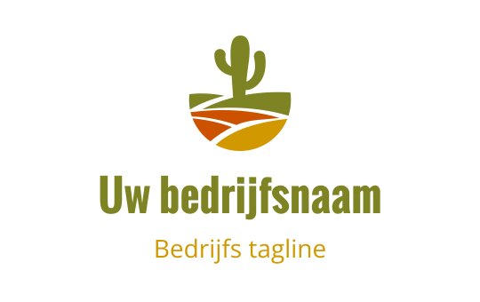 Modern logo ontwerp met een cactus boven een gestileerd landschap