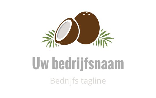 Kokosnoot logo ontwerp met groene bladeren en een bruine kleurenpalet