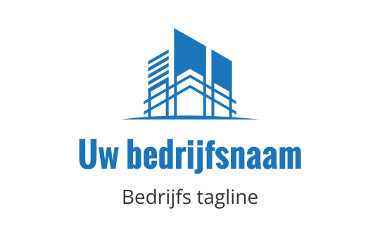Modern blauw gebouw logo ontwerp met strakke lijnen en structuur