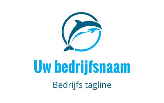 Modern dolfijn logo ontwerp in blauw met cirkelvormige omtrek
