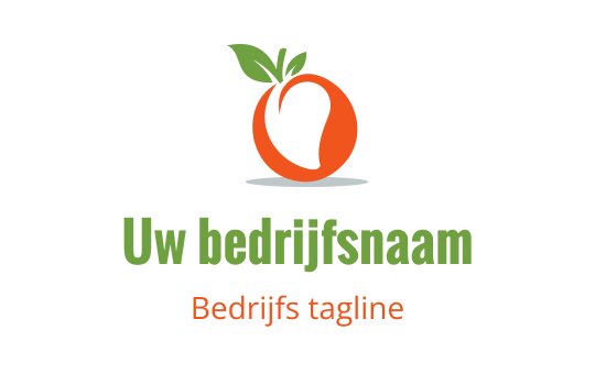 Fris oranje logo ontwerp met groene bladeren en moderne typografie