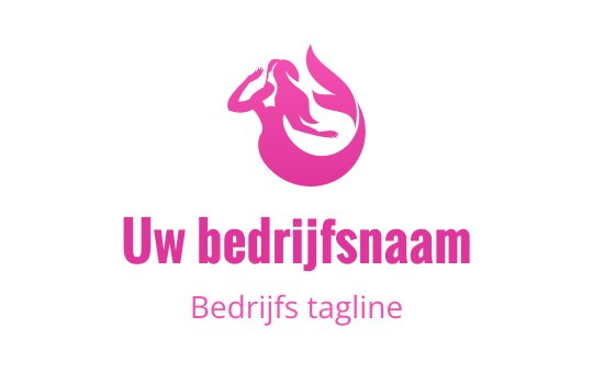 Elegante roze zeemeermin logo ontwerp met vloeiende haren en staart