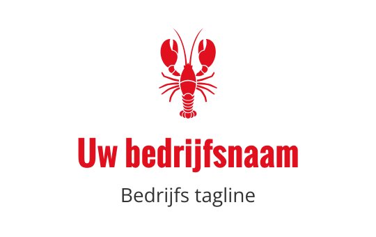 Dapper rood kreeft logo ontwerp met gestileerde klauwen en tekst
