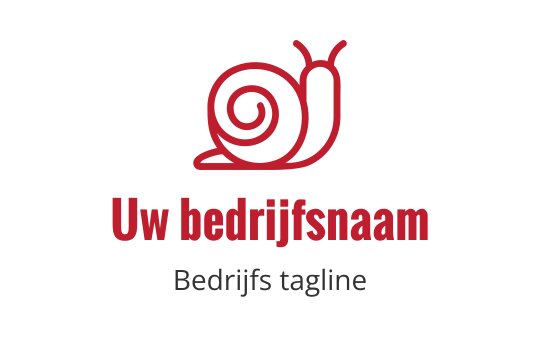 Speelse slakkenlogo in het rood met een spiraalschelp