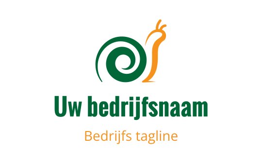 Speelse slakkenlogo met groene spiraal en oranje accenten