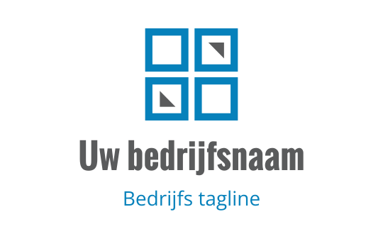 Modern logo ontwerp met vier blauwe vierkanten in verschillende vormen