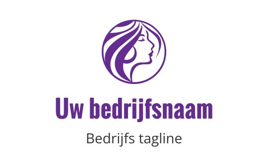 Elegant paarse logo met het profiel van een vrouw met vloeiende haren