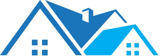 Teal en cyaan logo ontwerp met een gestileerde daksilhouet