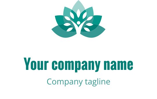 Elegant teal logo ontwerp met een gestileerde lotus bloem en bladeren
