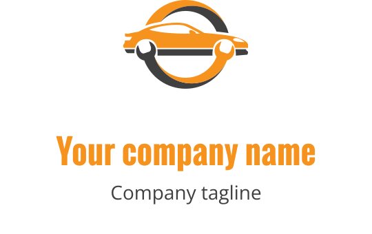 Strak oranje auto logo ontwerp met ronde grijze accenten