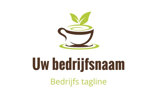Modern logo ontwerp met een beker, groene bladeren en water
