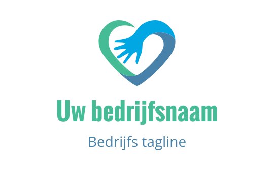 Hartvormig logo ontwerp met handen in blauwe en groene tinten