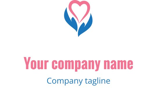 Hart en blad logo ontwerp in roze en blauwe kleuren