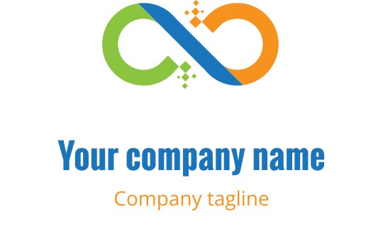 Levendig oneindigheid logo ontwerp met oranje, limoen en teal kleuren