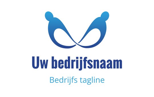Modern blauw logo ontwerp met abstracte figuren in een vloeiende vorm