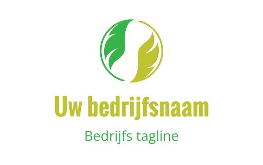 Modern cirkelvormig logo met groene bladeren en een gele accent