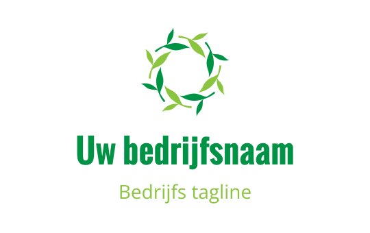 Circulair logo met groene bladeren in een natuurlijke opstelling