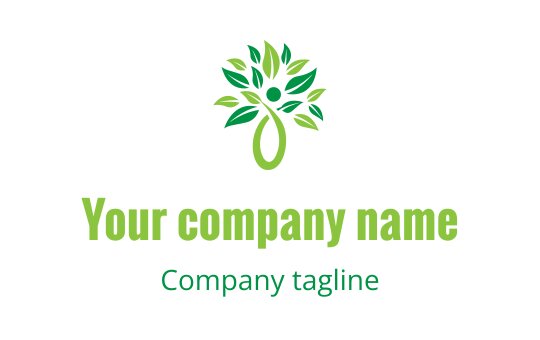 Modern groen boom logo ontwerp met ronde bladeren en een vloeiende stam