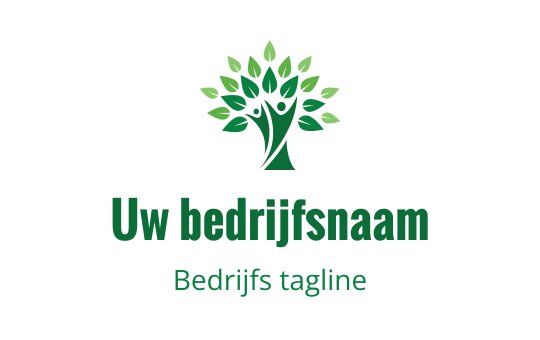 Modern logo ontwerp van een boom met groene bladeren en menselijke figuren