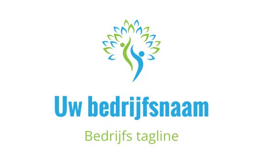 Vibrant logo ontwerp met een boom, menselijke figuren en groene bladeren