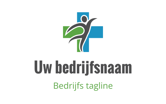 Dynamisch logo ontwerp met een gestileerde figuur in groene en blauwe elementen