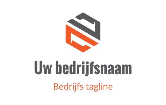 Modern hexagonaal logo ontwerp met grijze en oranje elementen