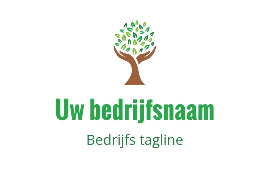 Modern logo ontwerp met een boom, groene bladeren en handen