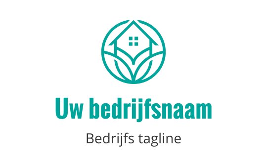 Modern logo ontwerp met een huis binnen een cirkelvormig loofmotief