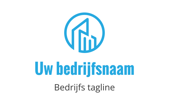 Modern blauw logo met abstracte gebouwvormen binnen een cirkel