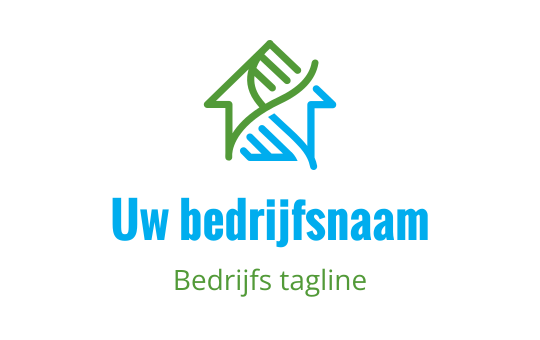 Modern logo ontwerp met een groen huis en blauwe handen