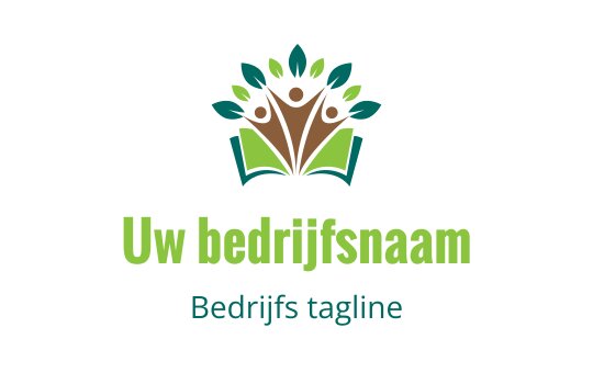 Kleurrijk logo ontwerp met een open boek en gestileerde bladeren