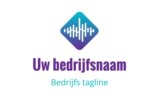 Modern diamantvormig logo ontwerp met geluidsgolfelementen in blauw en paars