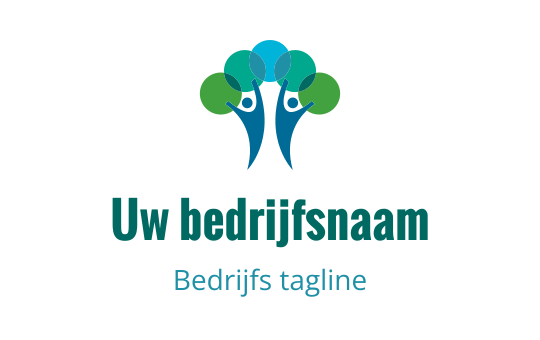 Modern logo ontwerp met abstracte bomen in blauwe en groene tinten