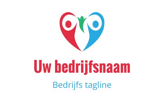 Hartvormig logo ontwerp met twee figuren in rood en blauw