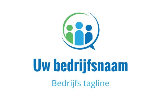 Modern logo ontwerp met drie gestileerde figuren in blauwe en groene cirkels