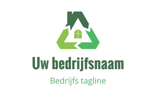 Modern groen logo ontwerp met een huis en recyclingpijlen