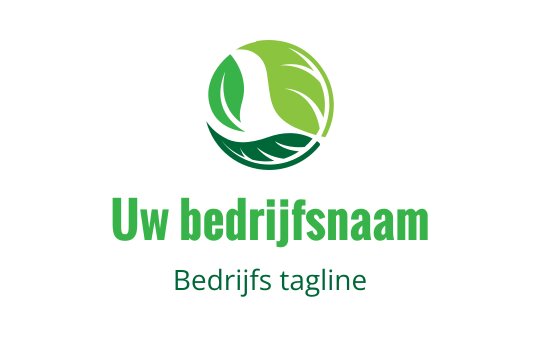 Modern groen logo ontwerp met een gestileerd blad binnen een cirkel