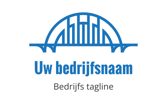 Modern blauw brug logo ontwerp met verticale lijnen en bogen