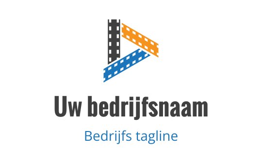 Modern logo ontwerp met een driehoekige vorm in oranje, blauw en grijs