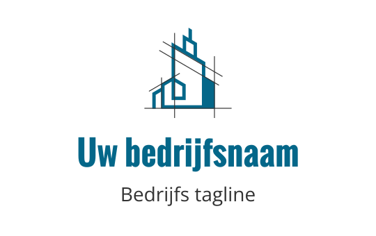 Modern blauw gebouw logo ontwerp met geometrische lijnen en vormen