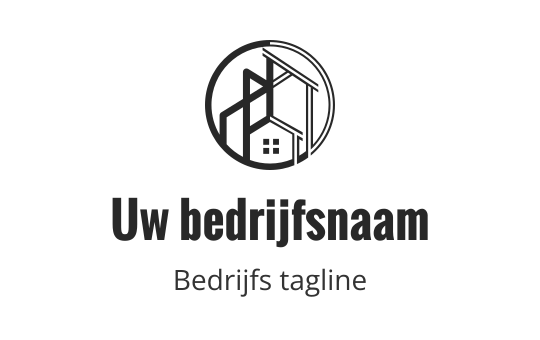 Modern logo ontwerp met een cirkelvormige omtrek en abstracte gebouwvormen