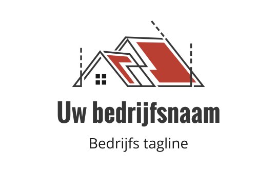 Modern logo ontwerp met gestileerde daken in rood en zwart