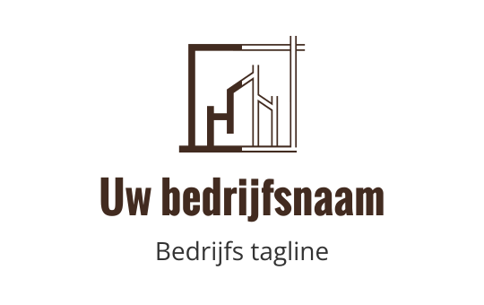 Modern logo ontwerp met een geometrische gebouwomtrek in bruin